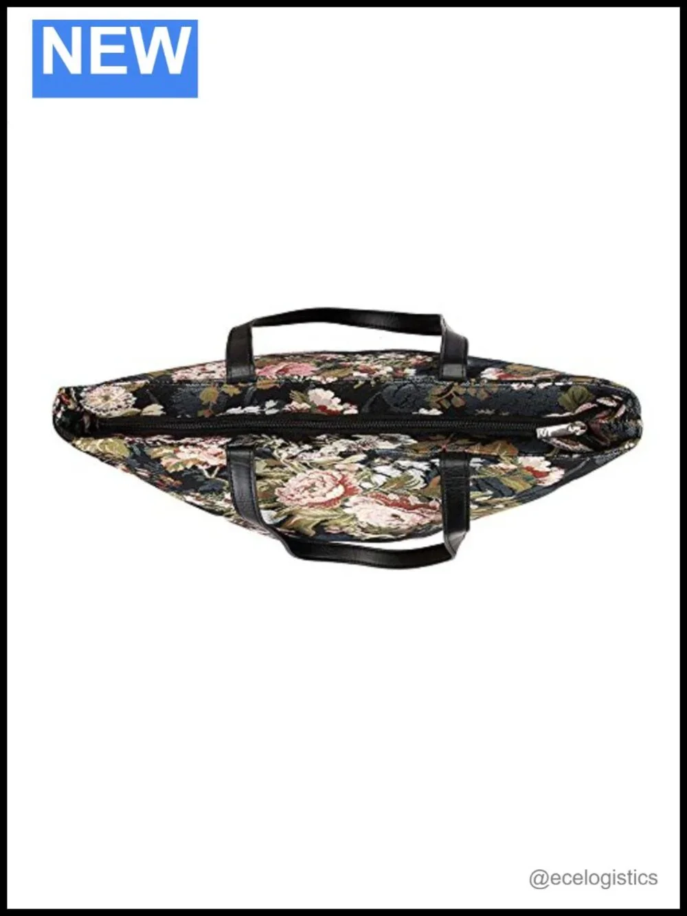 Woven Tapestry Tote Bag with Faux Leather Handles for Work Travel